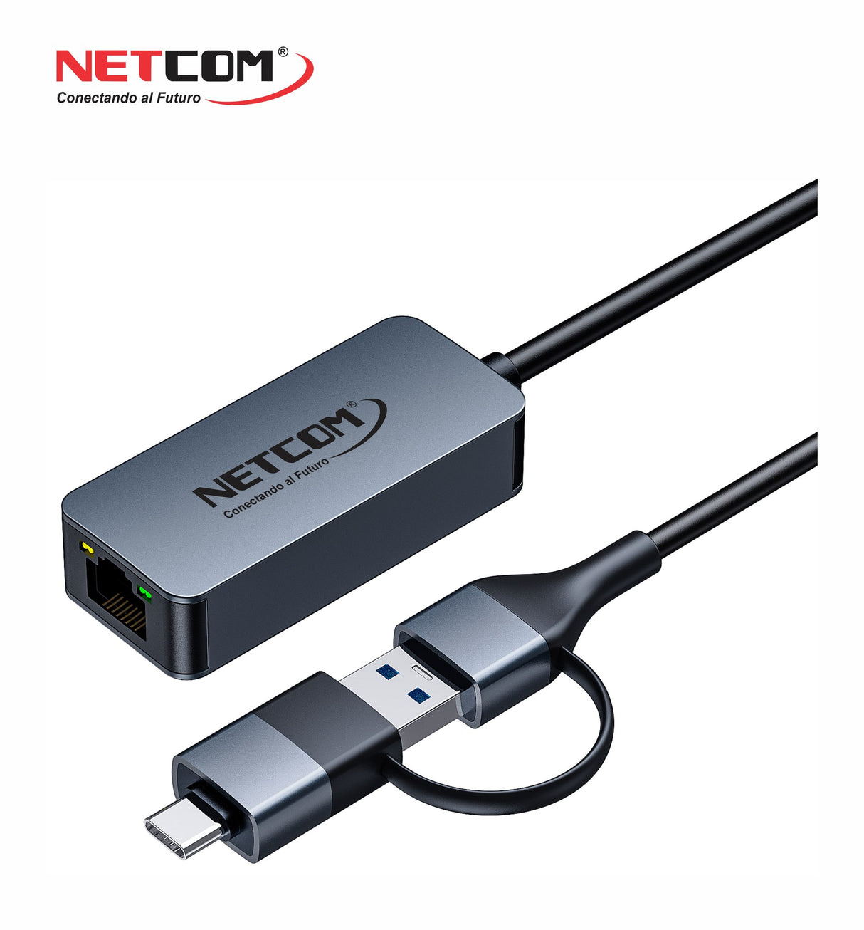 Adaptador de Red 2 en 1 USB 3.0 y USB-C PE-TA0119 NETCOM