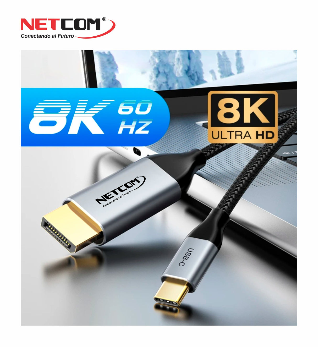 Cable Adaptador USB-C a DisplayPort 8K de 1.80 Metros PE-VA0377 NETCOM