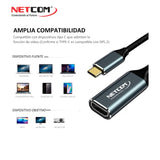 Adaptador USB-C a HDMI 4K@60Hz PE-TA0091 NETCOM