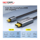 Cable Adaptador Mini DisplayPort a HDMI de 1.80 Metros PE-DP0181 NETCOM