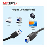 Cable Premium USB 3.0 AM a BM de 1.80 Metros  PE-US0022 NETCOM