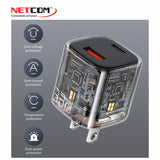 Cargador de Pared Universal Con Pantalla Digital 33W 2 en 1 PE-HC0097 NETCOM