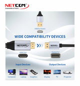 CABLE ADAPTADOR HDMI TO DP DE 1.80MTS NETCOM PE-DP0196