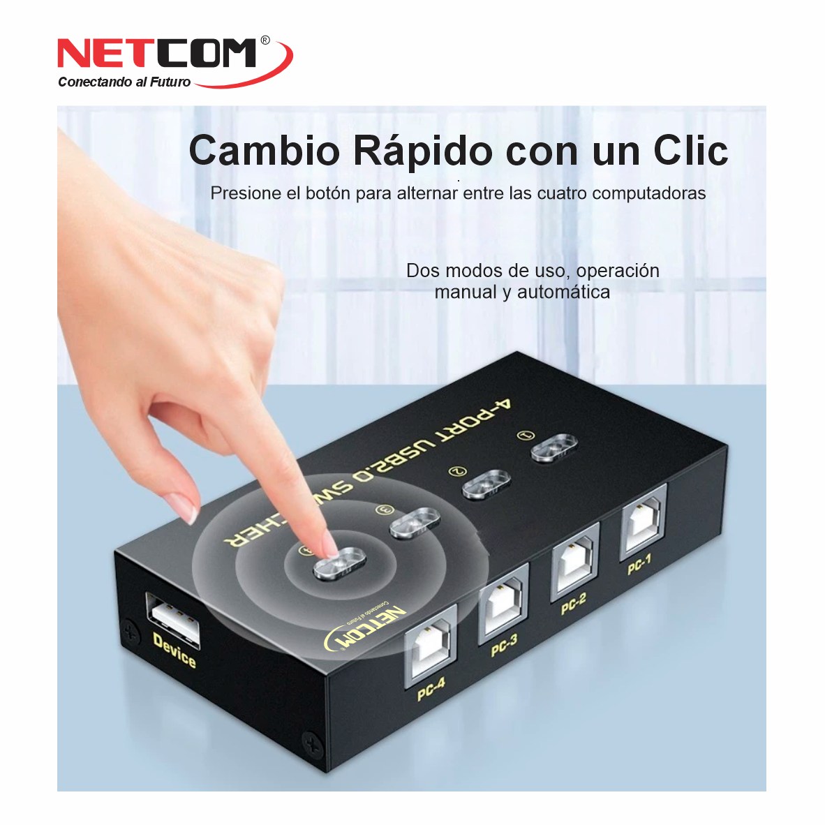 SWITCH USB IMPRESORA 4 X 1 NETCOM PE-SU0014