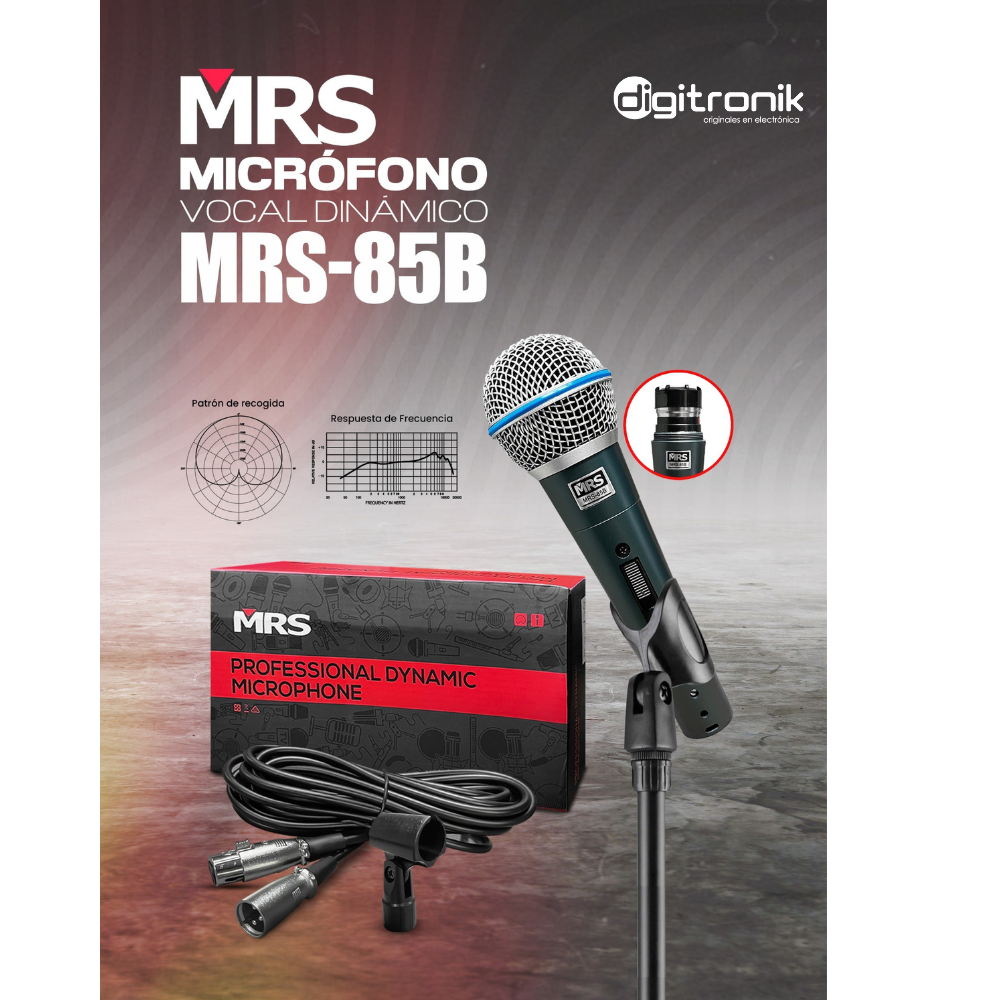 MICROFONO VOCAL DE MANO DINAMICO CARDIOIDE  MRS-85B