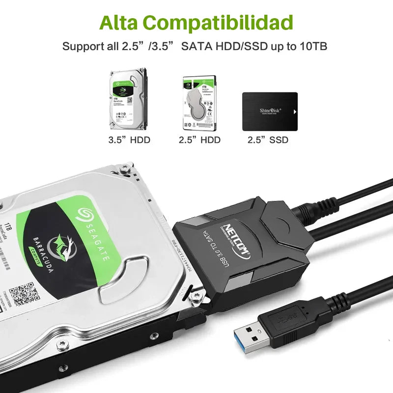 CABLE ADAPTADOR USB 3.0 A SATA III C/FUENTE  PETA0130