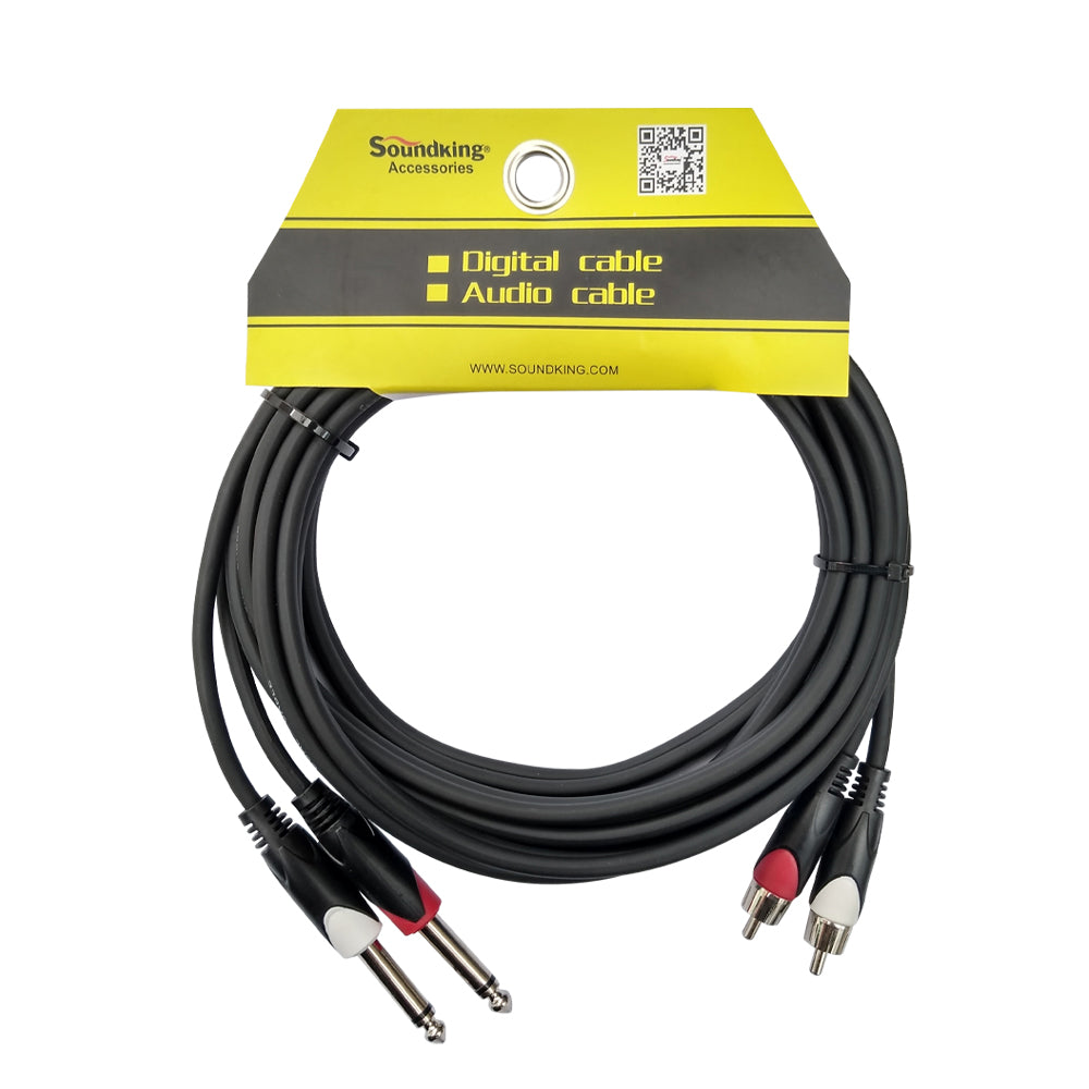 CABLE 2 PLUG RCA A 2 PLUG MONO 6.3MM 3M BJJ208/3M