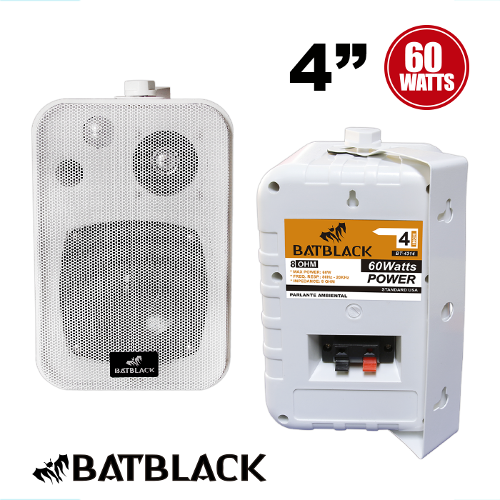 PARLANTE MONITOR AUDIO AMBIENTAL 4" BATBLACK BLANCO 60W BT-4314BL