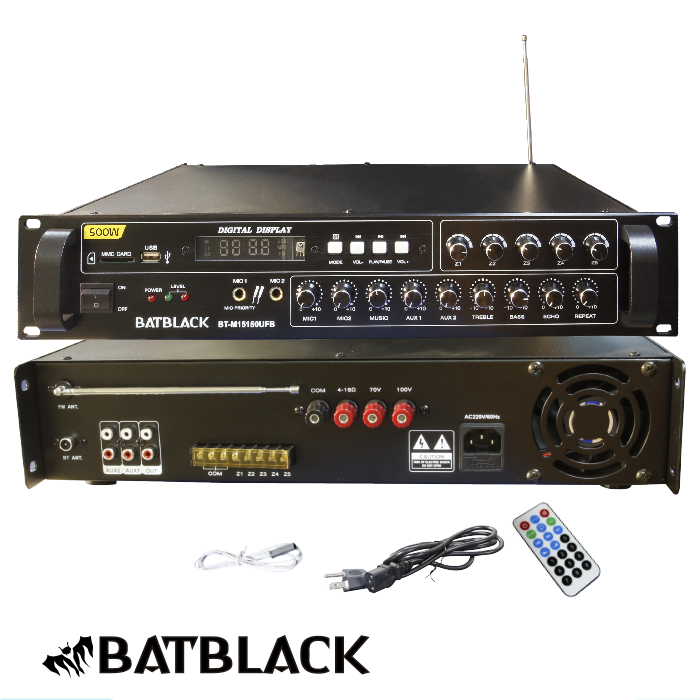 Amplificador profesional 500w mp3/usb/fm/bt Batblack BT-M15150UFB