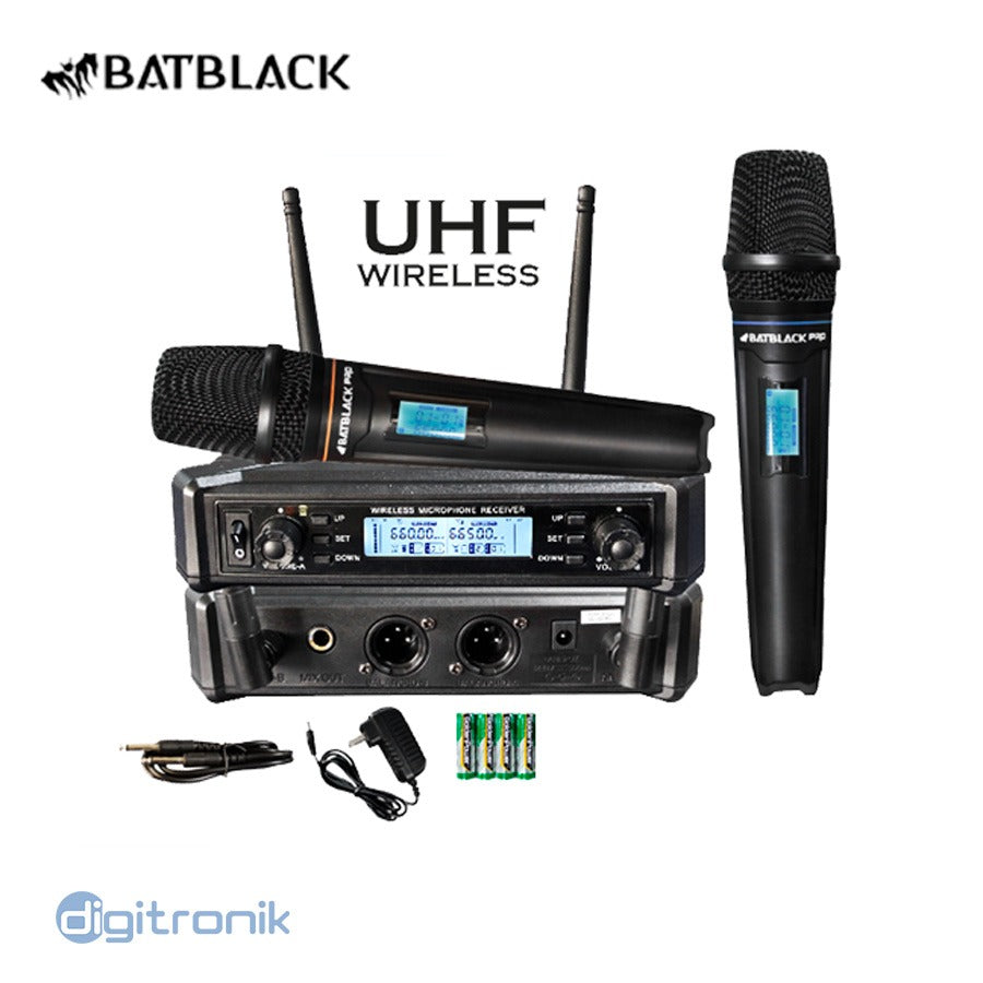 MICROFONO INALAMBRICO UHF DOBLE C/DISPLAY BATBLACK BT-M40 PRO