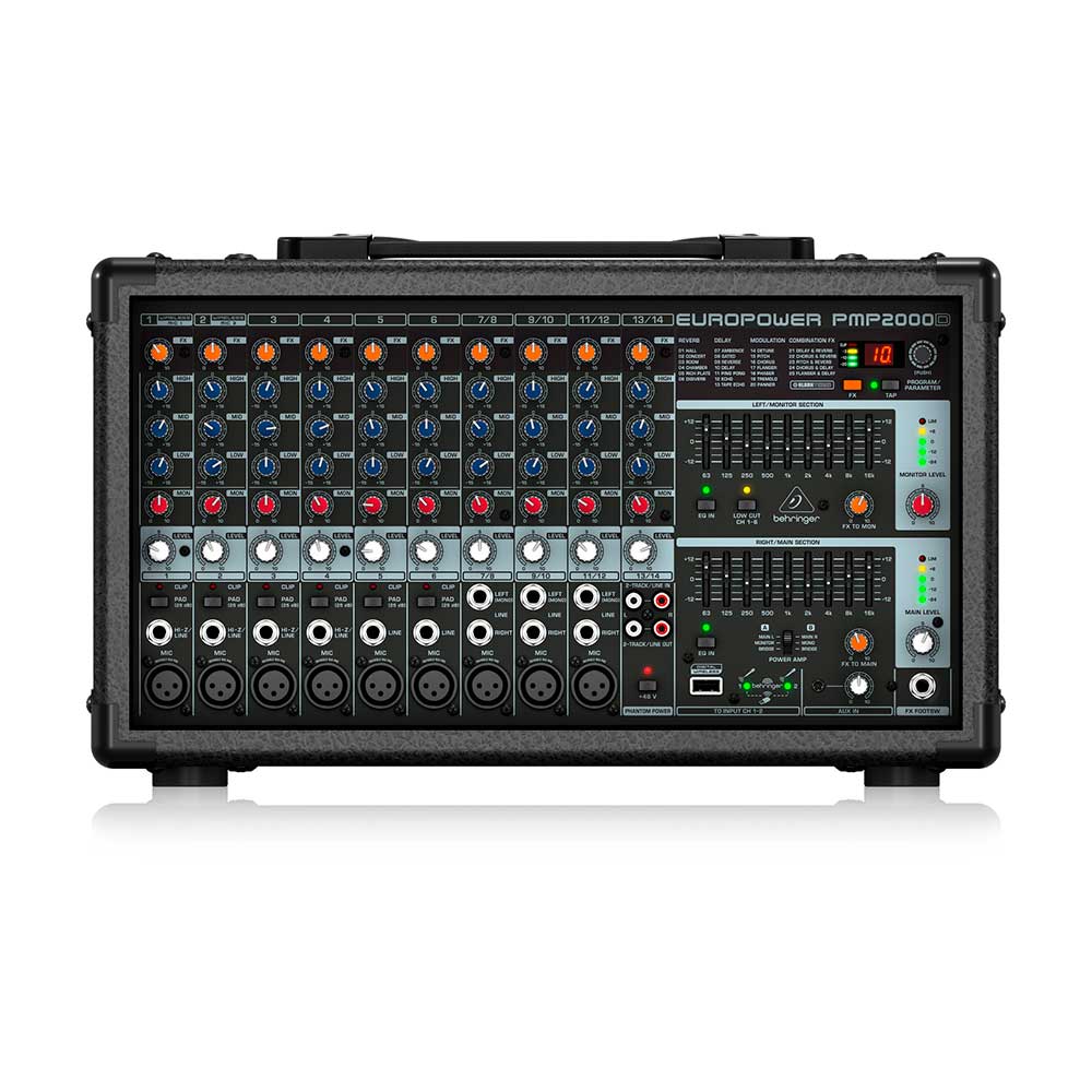 CONSOLA AMPLIFICADA BEHRINGER PMP2000D STEREO 9+1 CANAL 2 X 1000W PMP-2000D