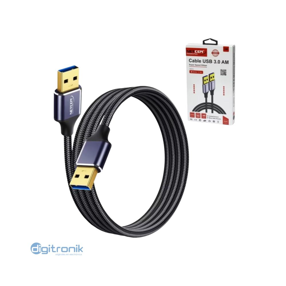 CABLE USB AM A AM V3.0 DE 10MTS NETCOM PE-AM0310