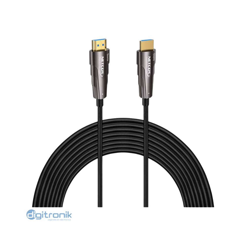 CABLE HDMI A HDMI FIBRA OPTICA 15MTS UHD 4K@60HZ V2.0 NETCOM PE-HF0015