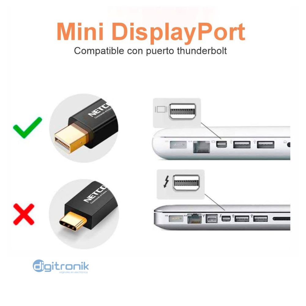 CABLE MINI DISPLAYPORT A MINI DISPLAYPORT DE 1.8M UHD 4K@60HZ V1.3-NETCOM  PE-DP0372