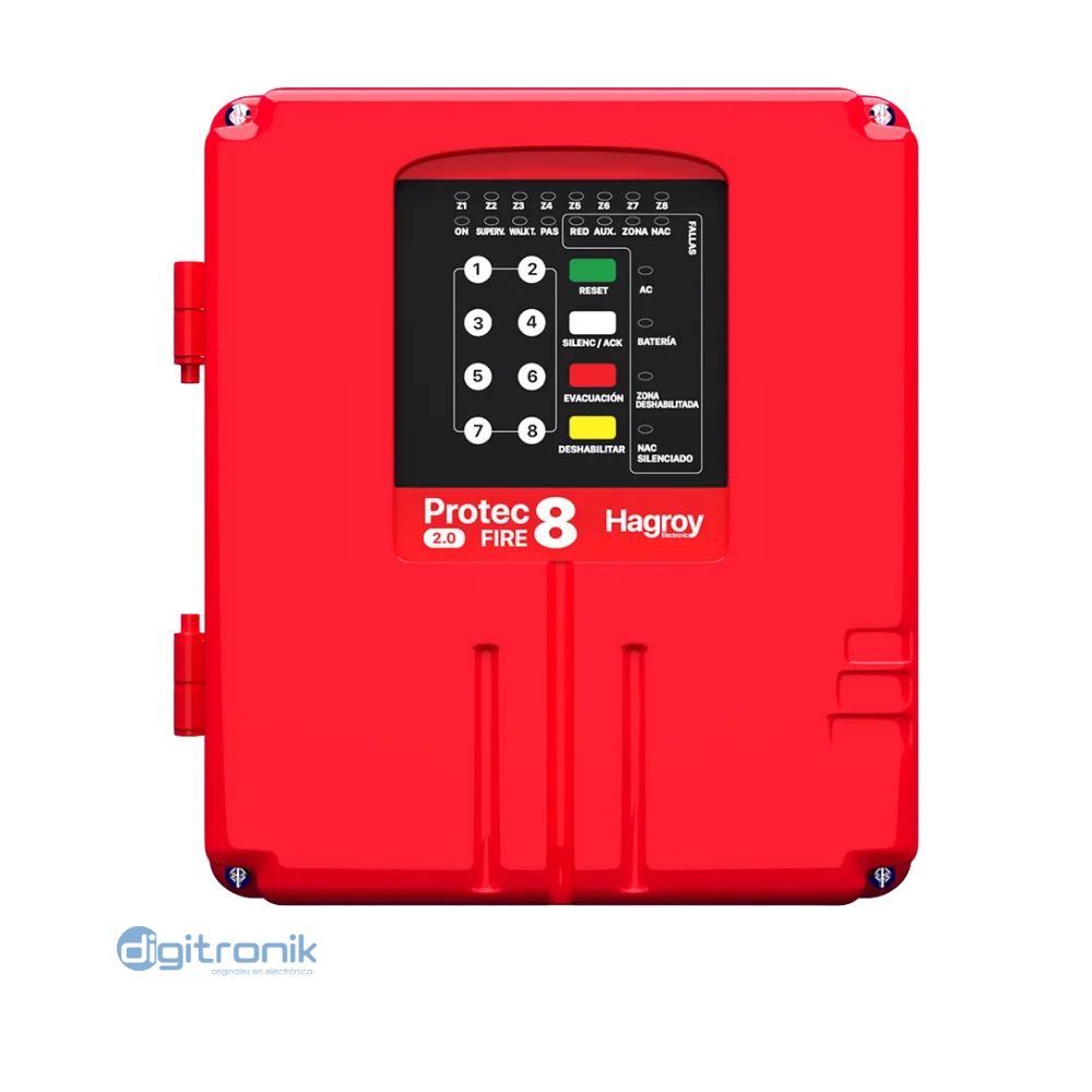 PANEL DE ALARMA CONTRA INCENDIO 8 ZONAS HAGROY HG-PTFIRE8-2.0
