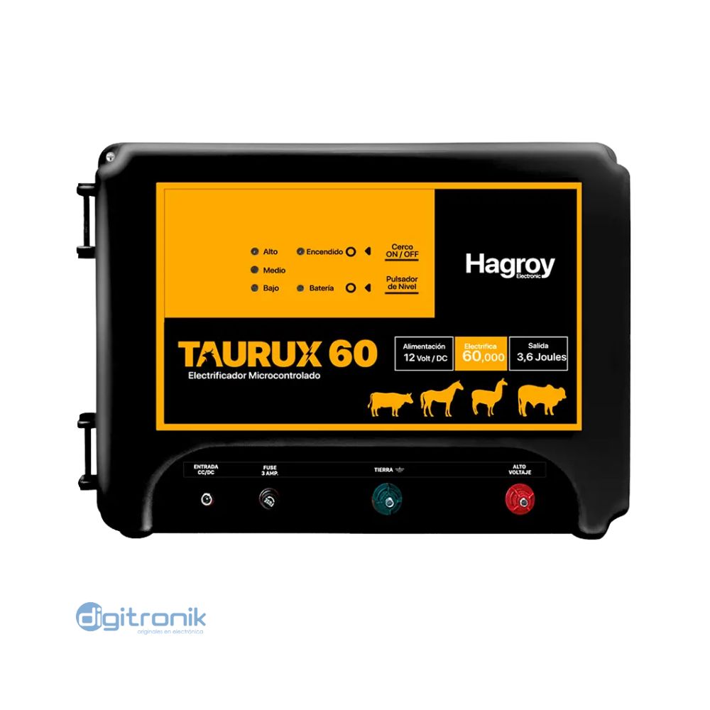 ELECTRIFICADOR GANADERO TAURUX 60K HAGROY 12V/DC HG-TAURUX60K
