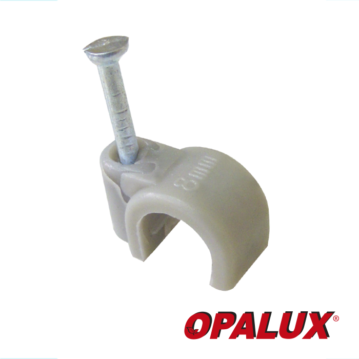 GRAPA PLATICA PARA CABLE REDONDO Nº5 PLOMO OPALUX CC-6105 BOLSA X 100UND