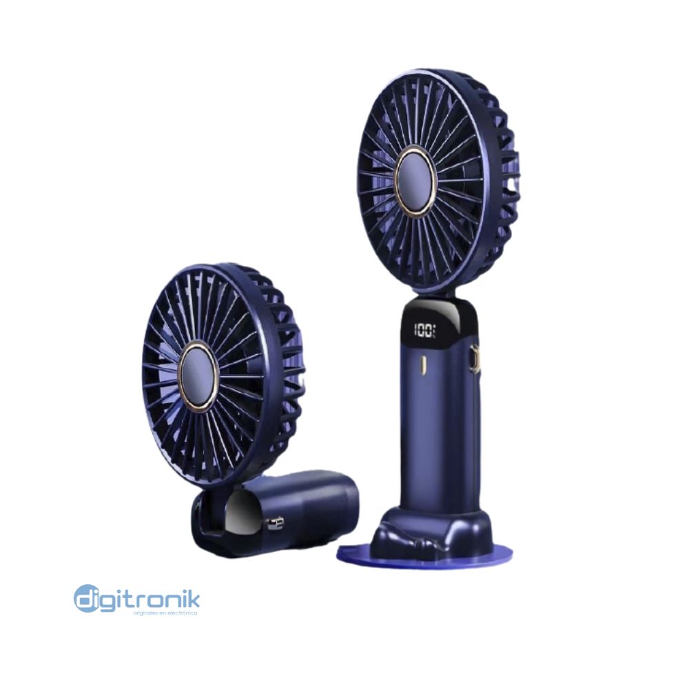 VENTILADOR RECARGABLE C/SOPORTE PARA CELULAR OPALUX OP-HF36-AZ