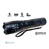 LINTERNA TACTICA 5W OPALUX 300LM, 5 MODOS, IP64 OP-T6G1
