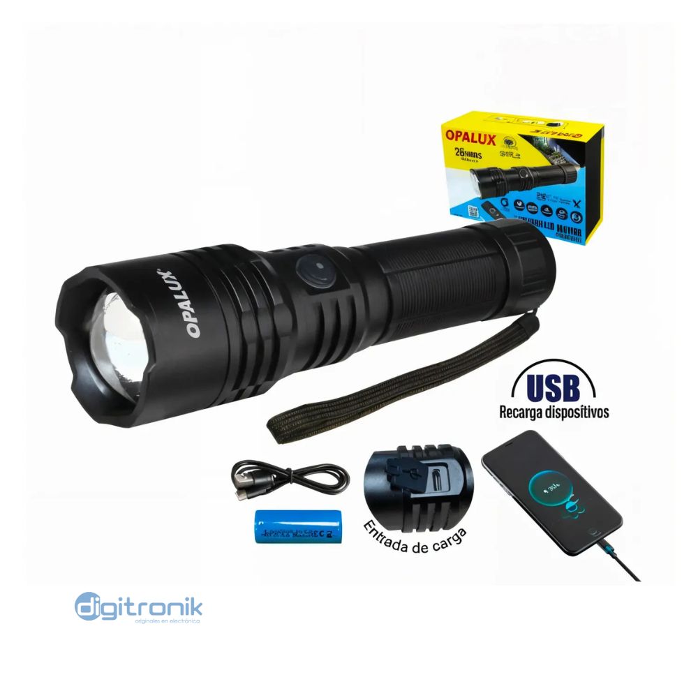 LINTERNA LED TACTICA OPALUX 25W 2000LM IPX4 OP-8085