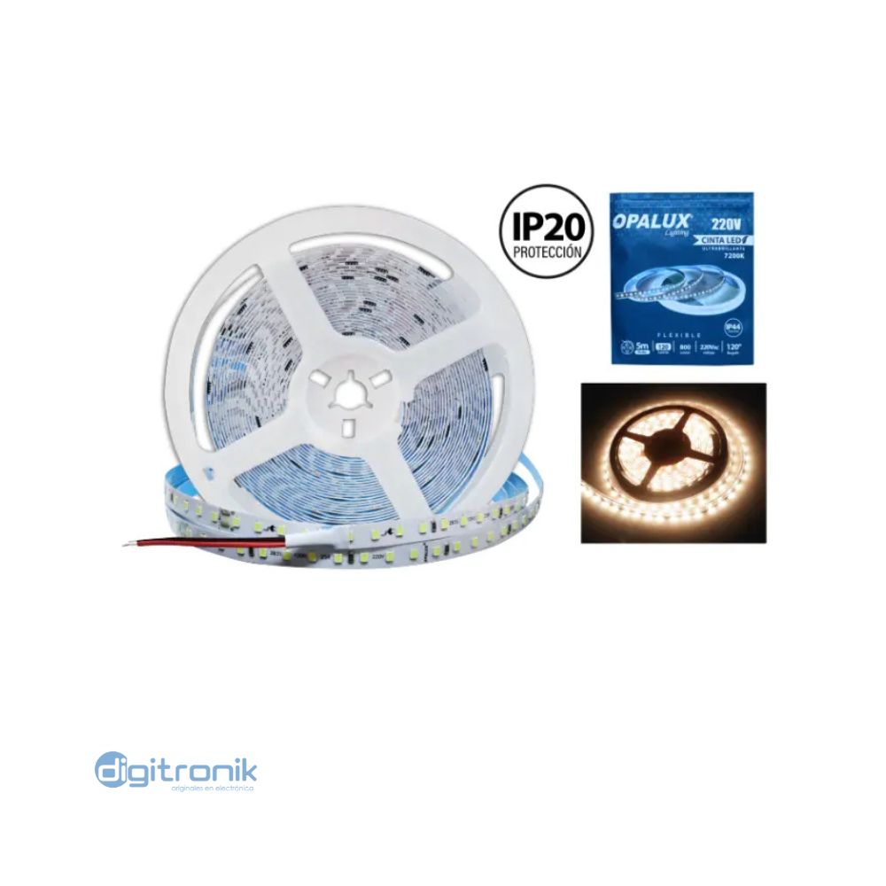 CINTA LED "OPALUX" 220V AC 800LM 7200K 120LEDS 5 METROS OP-LS120-225CW