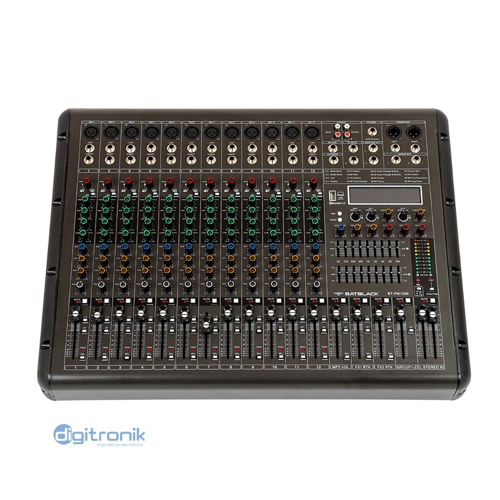 CONSOLA AMPLIFICADO 12 CANALES BATBLACK 2000W BT-PM1200