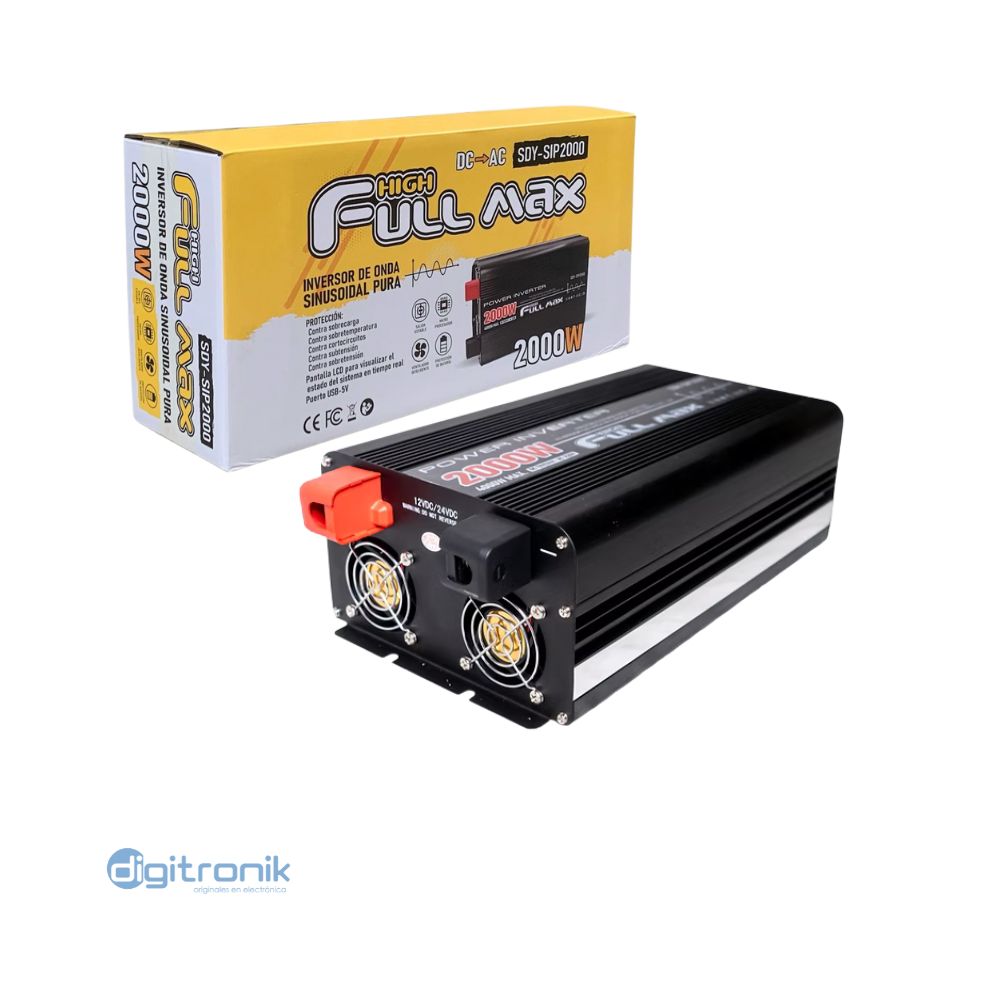 INVERSOR DE ONDA SENOIDAL PURO 2000W 12V/24V ZZ-SDY-SIP2000