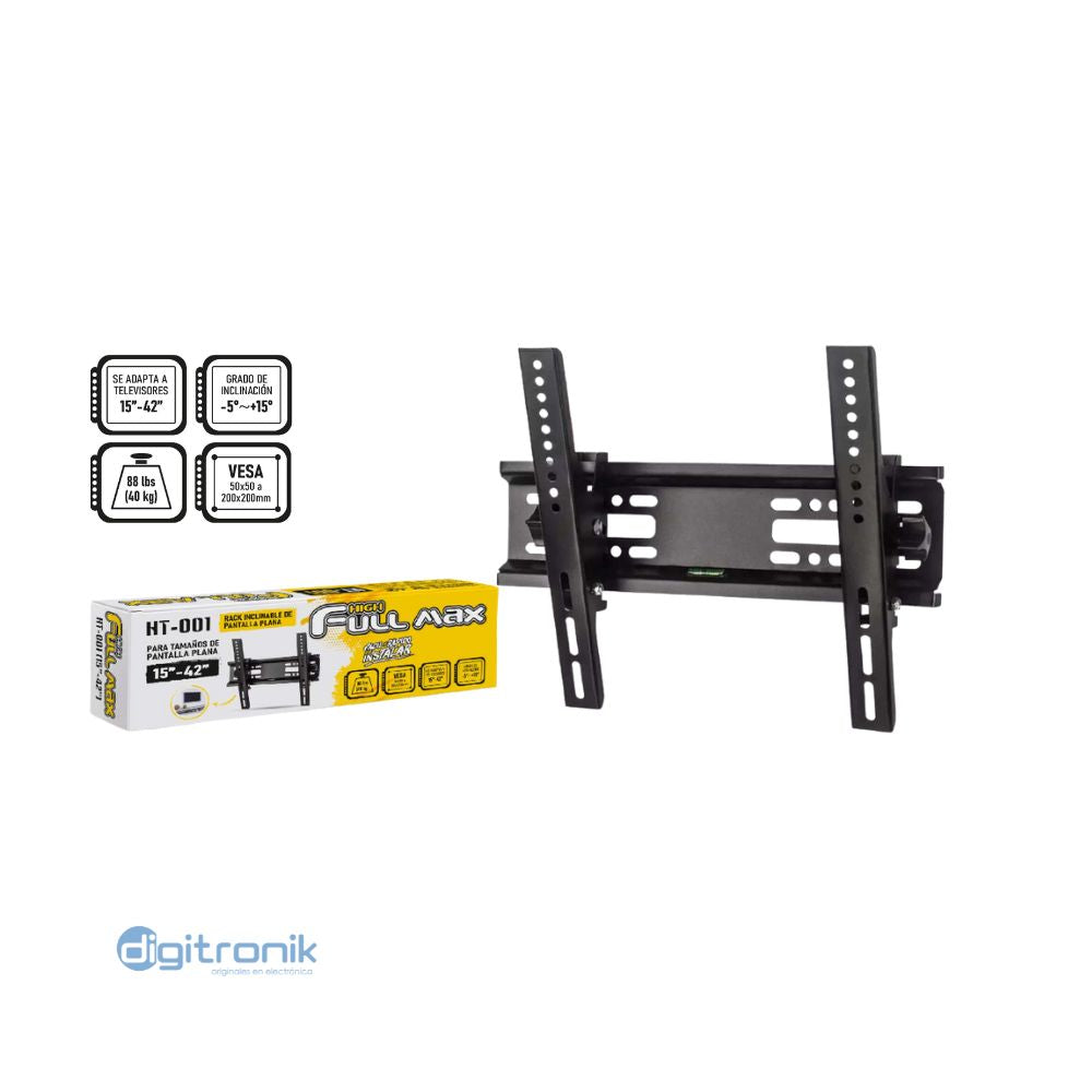RACK PARA TV LED (INCLINACIÓN -5°/+15°) 15"-42" FULL MAX ZZ-HT-001