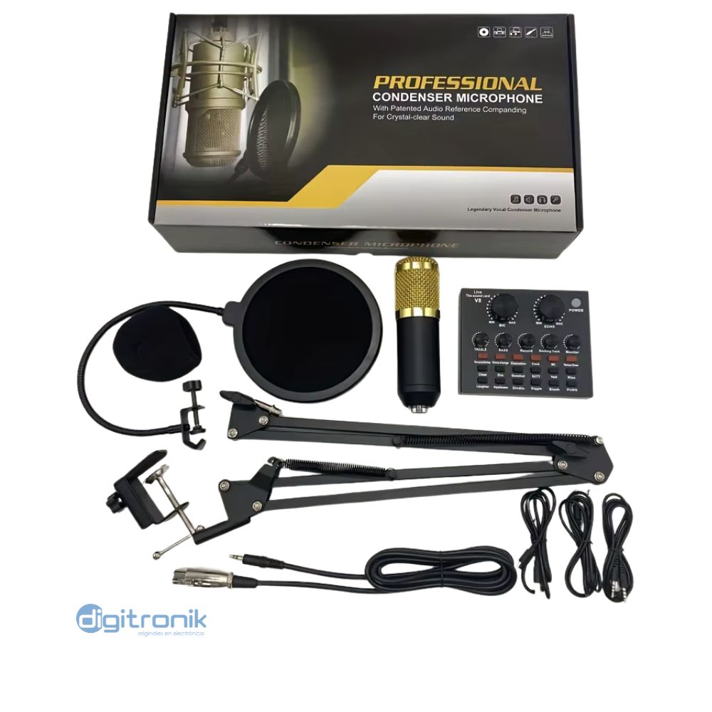 KIT DE GRABACION PODCAST CON INTERFAZ V8 USB MACKENZIE BM800-V8