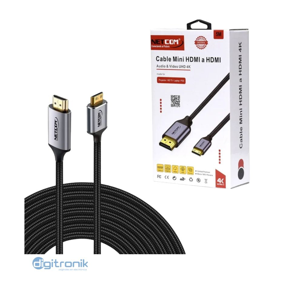 CABLE HDMI A HDMI DE 5MT UHD NETCOM PE-HD0105