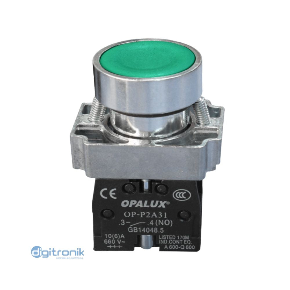 PULSADOR VERDE OP-P2A31 OPALUX