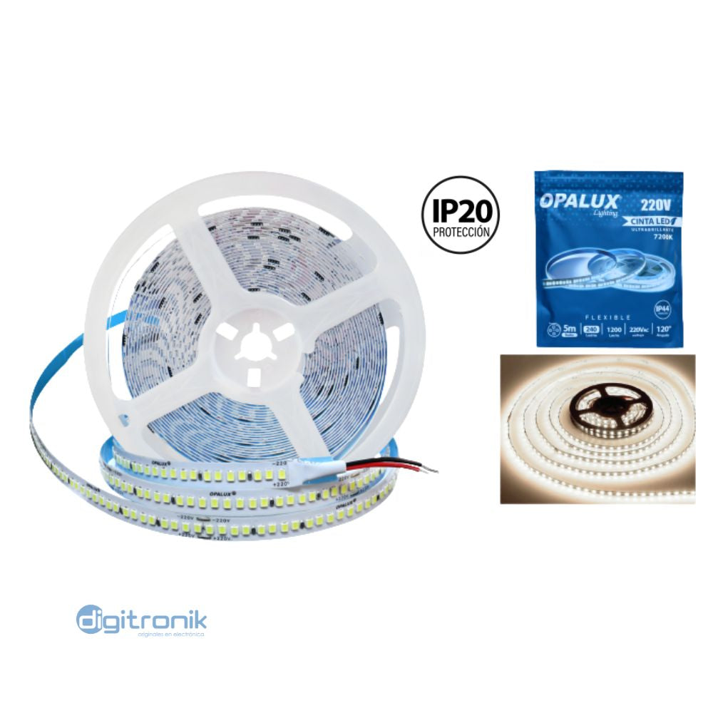 CINTA LED 220V 5M 1200LM 7200K 240LED OPALUX OP-LS240-225CW