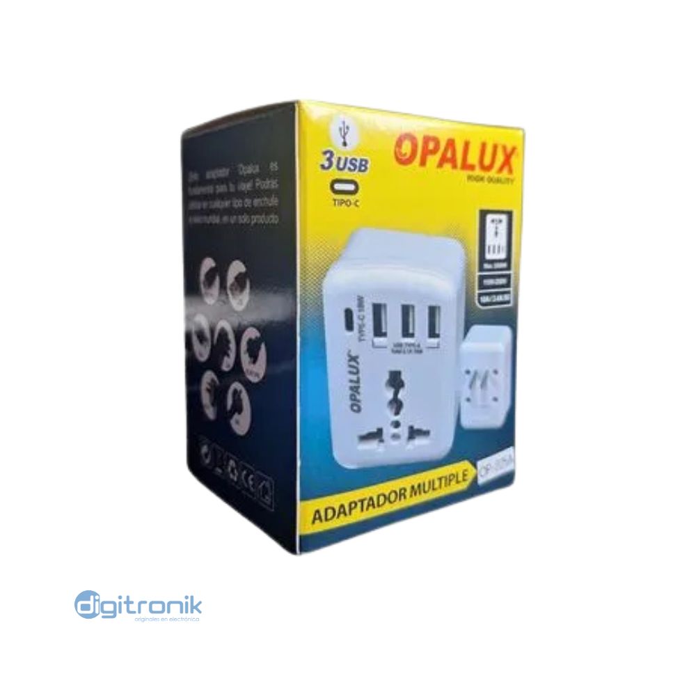 ADAPTADOR ESPIGA PLANA A TOMA MULTIPLE OPALUX 3 ENTRADAS  OP-225A