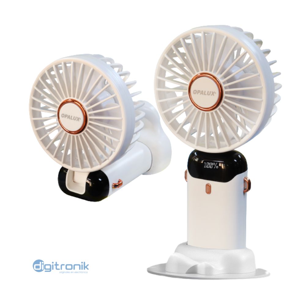 VENTILADOR RECARGABLE C/SOPORTE PARA CELULAR OPALUX OP-HF36-BL
