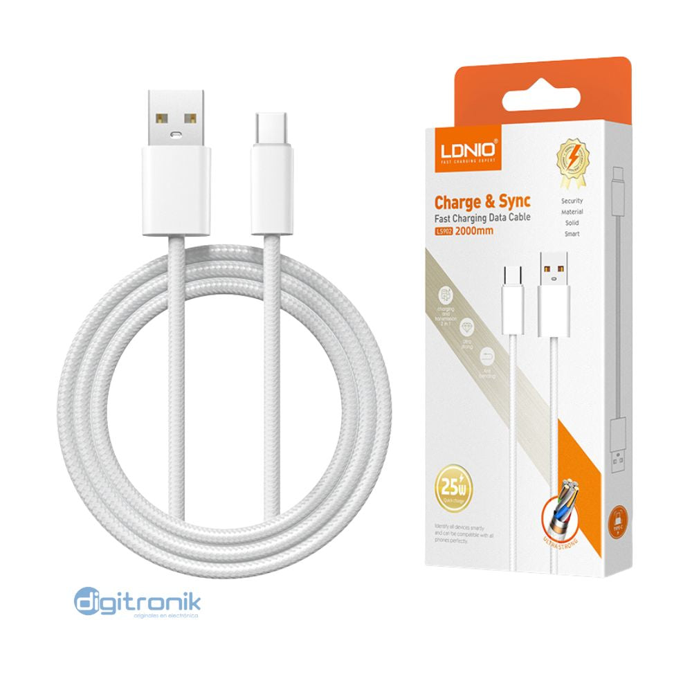 CABLE DE CARGA RAPIDA Y DATOS 25W LDNIO LS902