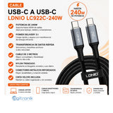 CABLE DE CARGA RAPIDA Y DATOS 2M 240W TYPE-C LDNIO LC922