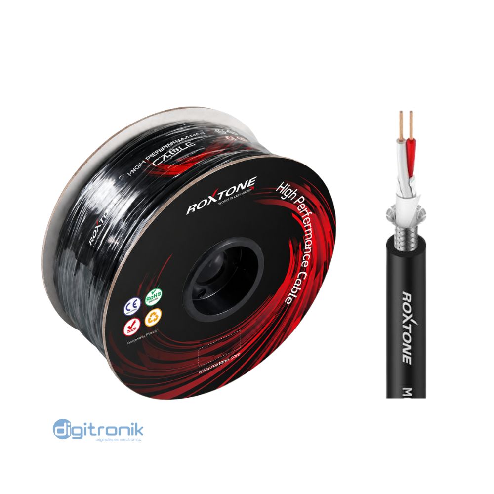 CABLE MIC BALANCEADO PVC 6.5MM X 0.30 MM 22AWG NEGRO ROXTONE MC010-BK