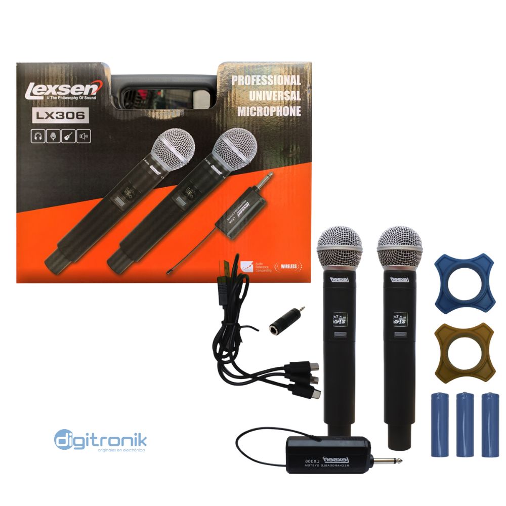 MICROFONO DE MANO INALAMBRICO DOBLE LEXSEN LX306