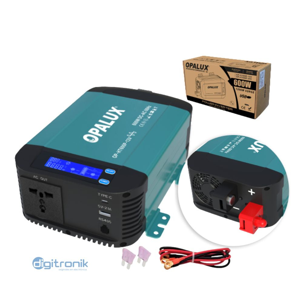 INVERSOR ONDA SENOIDAL PURA 600W 12VDC - 220VAC OPALUX OP-HT600P-12V