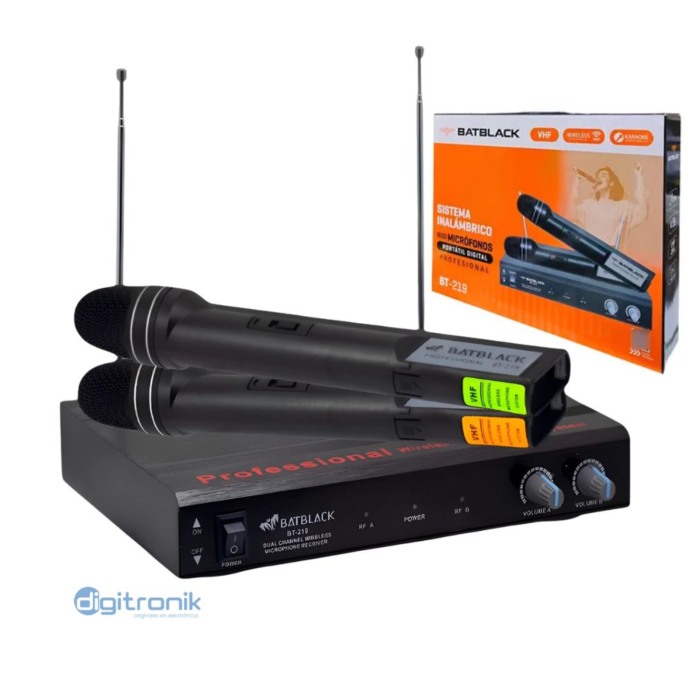 MICROFONO INALAMBRICO DOBLE VHF BATBLACK BT-219