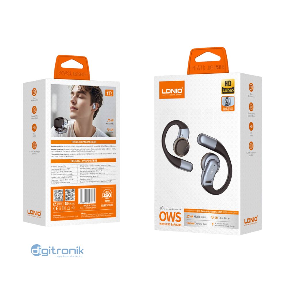 AURICULARES ESTÉREO INALAMBRICO BLUETOOTH SUPRAAURALES LDNIO T12