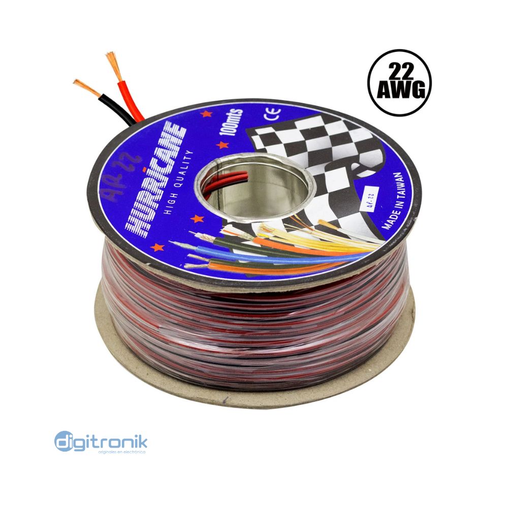 CABLE ROJO Y NEGRO Nª22 100M HURRICANE AP-22