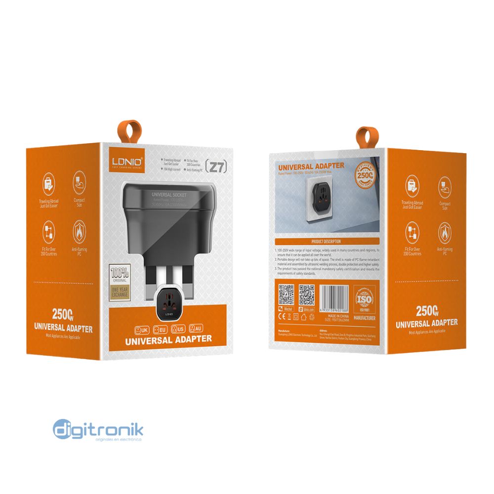 ADAPTADOR DE VIAJE ENCHUFE DE CONVERSIÓN LDNIO Z7