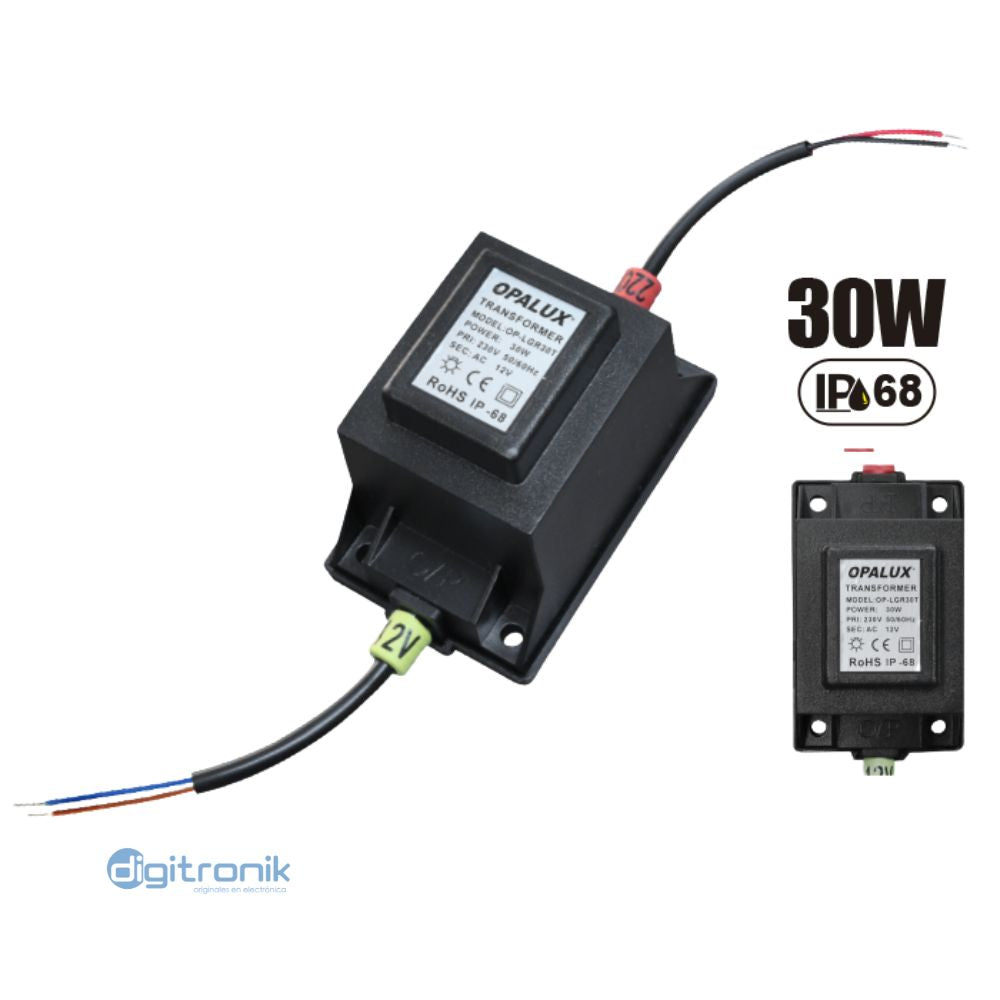 TRANSFORMADOR PARA PISCINA 30W OPALUX IP68 NEGRO OP-LGR30T