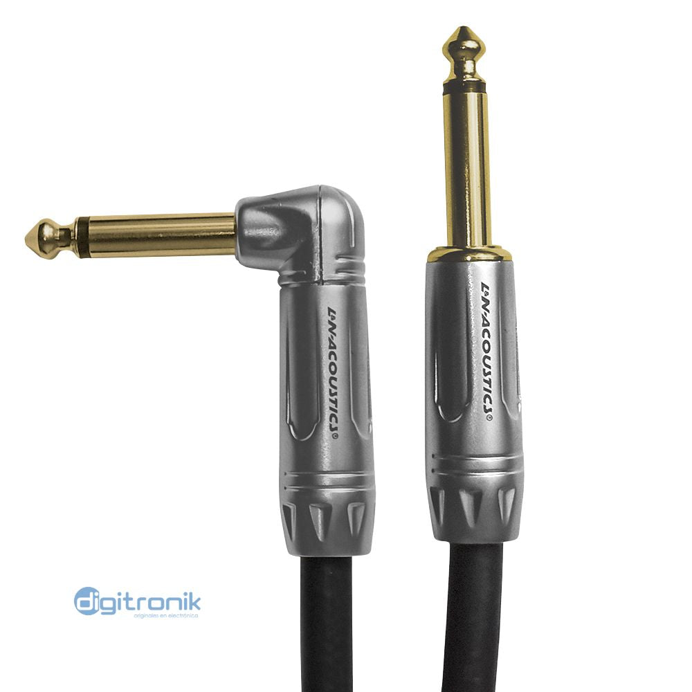 CABLE PLUG MONO DE 6.3MM A PLUG DE 6.3MM EN FORMA DE L - 3M LN-GC02-3M