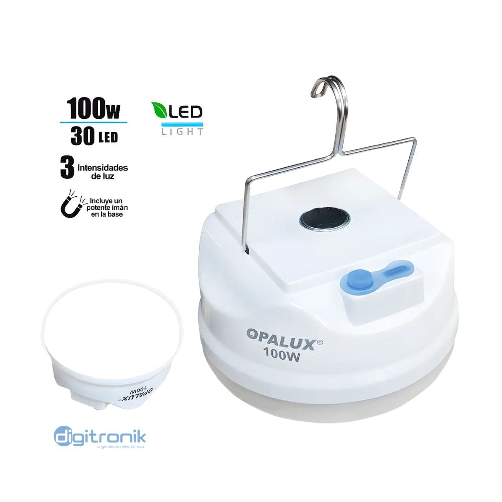 LAMPARA PORTATIL RECARGABLE 100W OPALUX COLOR GRIS OP-FD100W