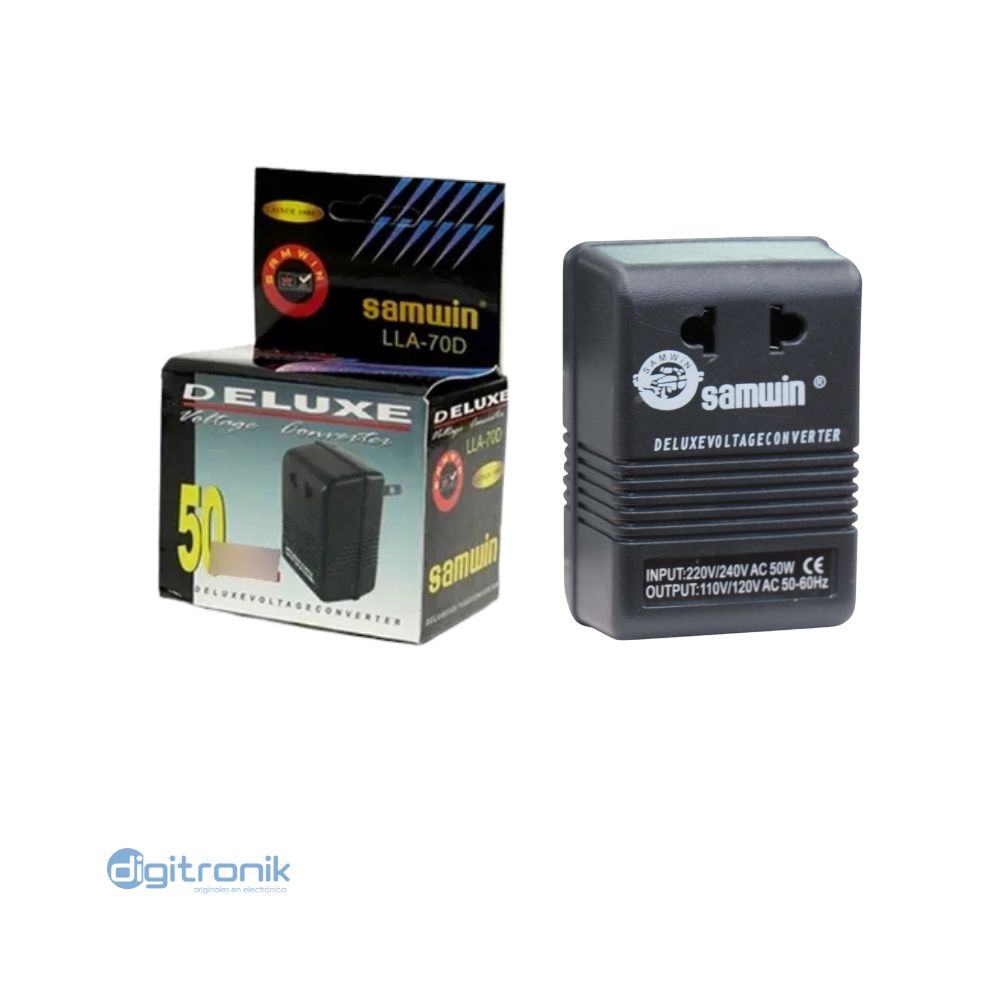 TRANSFORMADOR 220V/110V60HZ 50W NEGRO LLA-70D SANWIN