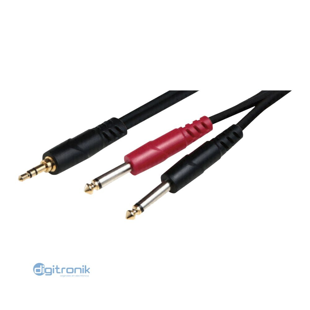 CABLE 1 PLUG STEREO 3.5MM A 2 PLUG MONO 6.3 3M-RED BJJ228/3M