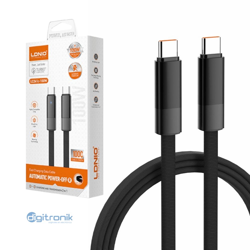 CABLE USB TIPO-C A TIPO-C 100W LDNIO LC241
