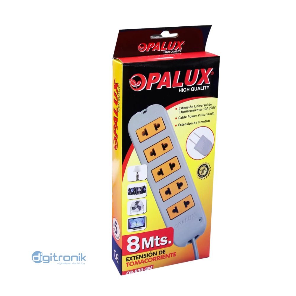 EXTENSOR VULCANIZADO OPALUX 5 TOMAS UNIVERSAL OP-830-8M